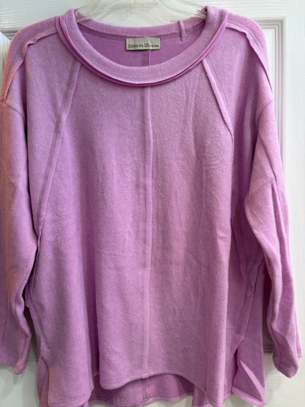 New Zenana Brushed Hacci Pullover Sweatshirt Lightweight Long Sleeve Top S/M - Picture 6 of 6